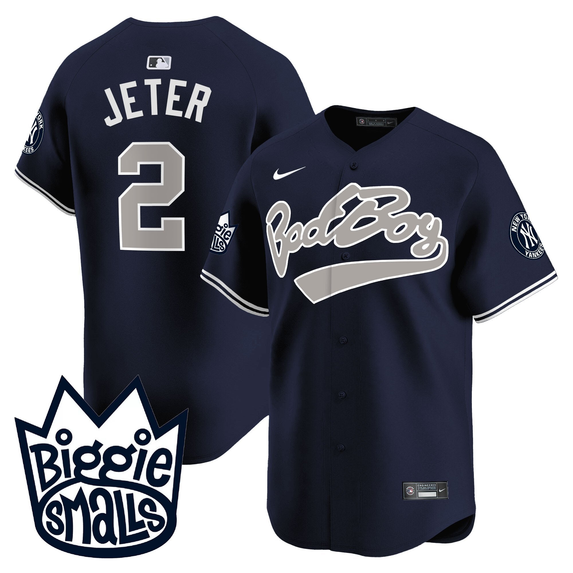 Men's New York Yankees Biggie Smalls Vapor Premier Limited Jersey - All Stitched - Alternate, Derek Jeter
