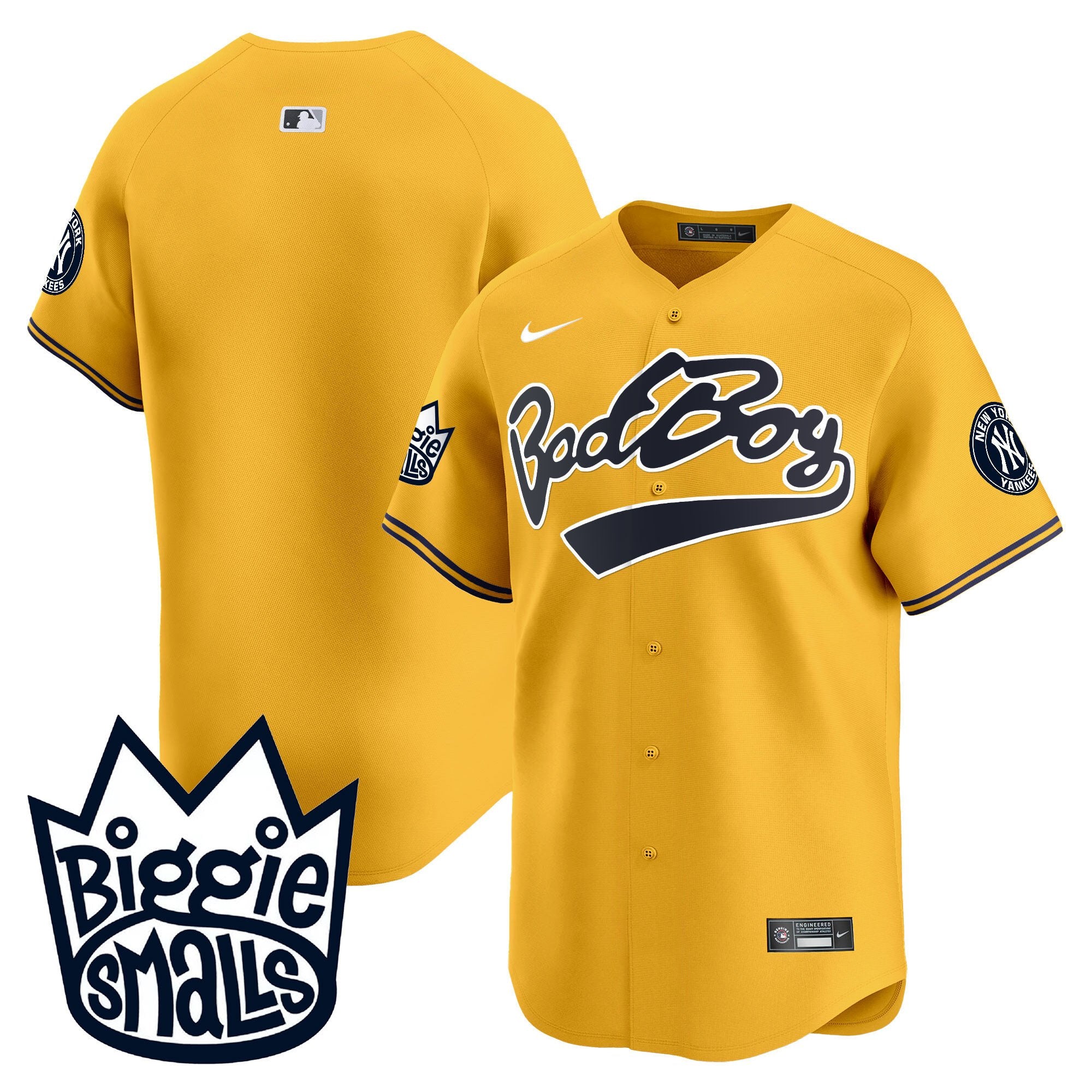 Men's New York Yankees Biggie Smalls Vapor Premier Limited Jersey - All Stitched - Gold, Team
