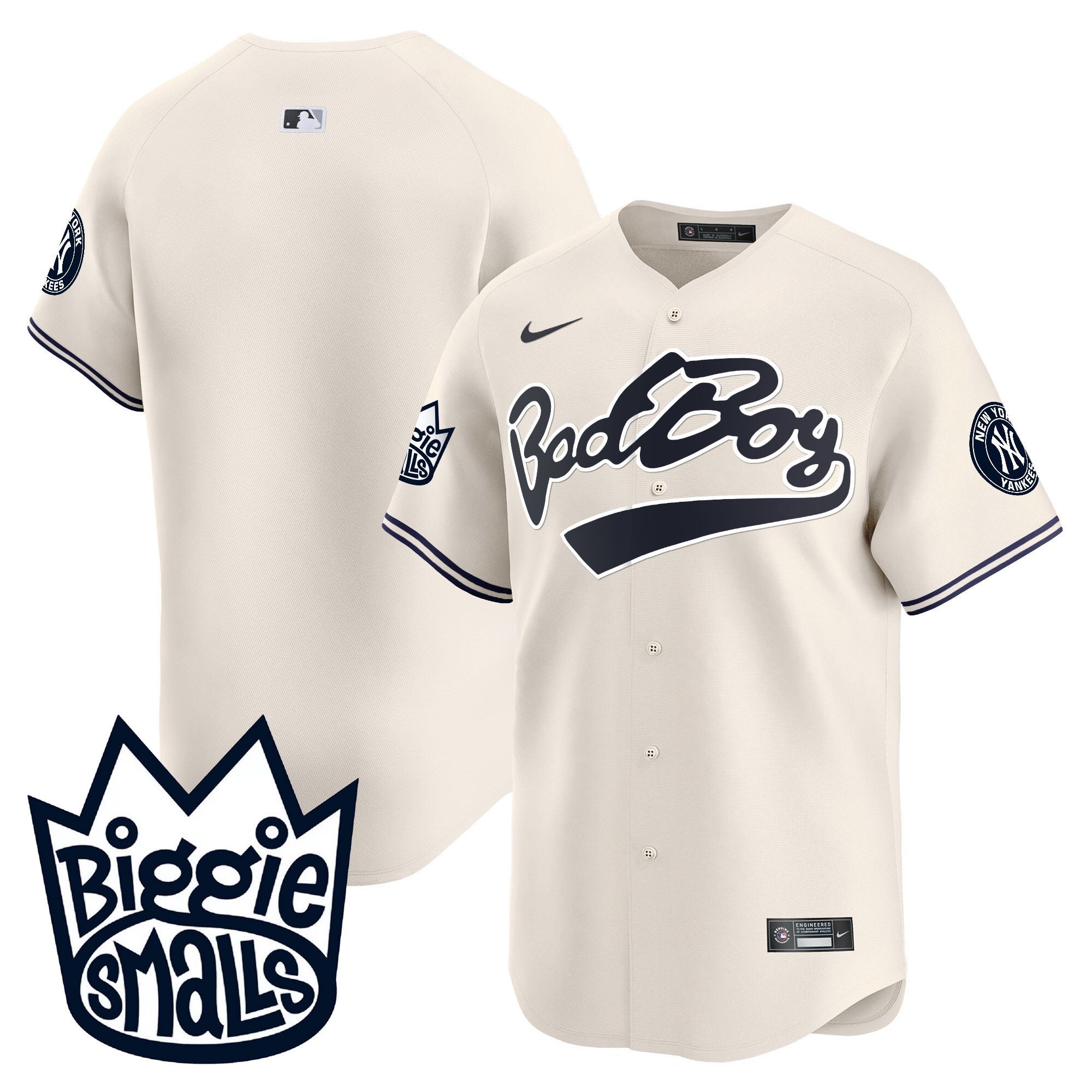 Men's New York Yankees Biggie Smalls Vapor Premier Limited Jersey - All Stitched - Cream, Team