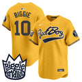 Men's New York Yankees Biggie Smalls Vapor Premier Limited Jersey - All Stitched - Gold, #10 Biggie