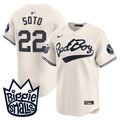 Men's New York Yankees Biggie Smalls Vapor Premier Limited Jersey - All Stitched - Cream, Juan Soto