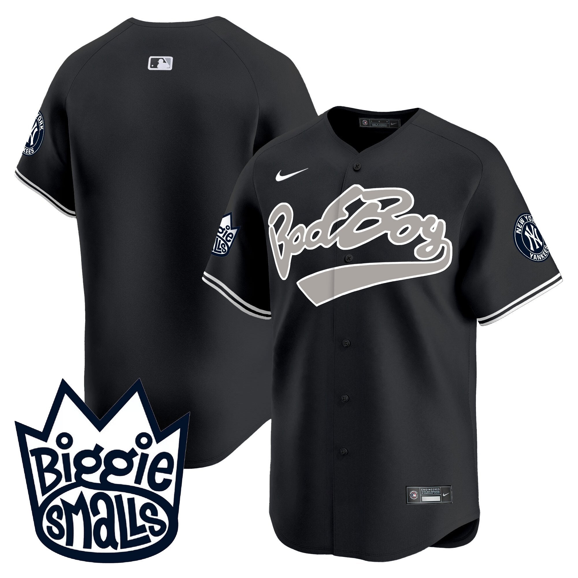 Men's New York Yankees Biggie Smalls Vapor Premier Limited Jersey - All Stitched - Black, Team