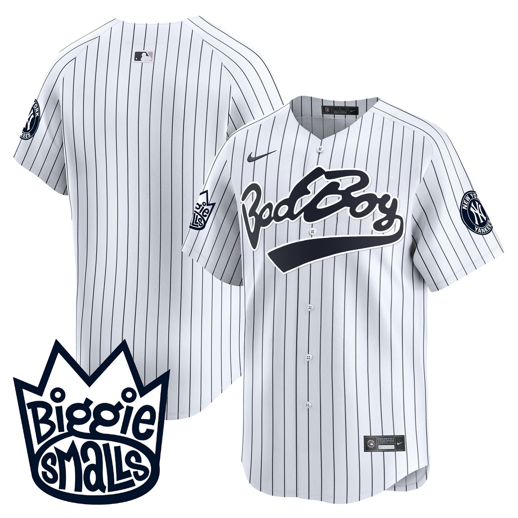 Men's New York Yankees Biggie Smalls Vapor Premier Limited Jersey - All Stitched - White, Team