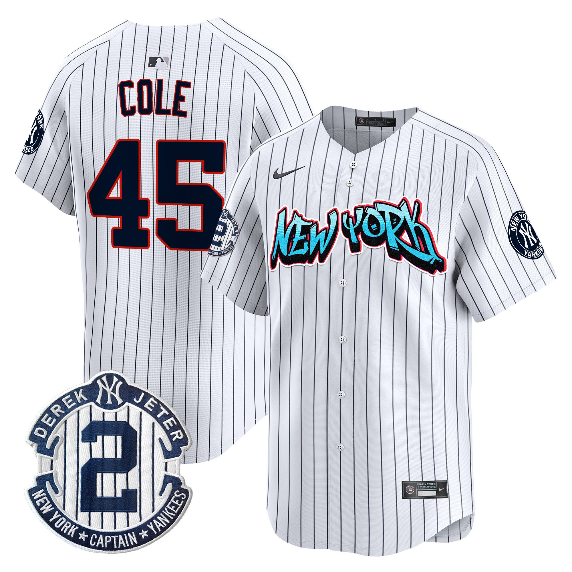 Men's New York Yankees Graffiti Vapor Premier Limited Jersey - All Stitched - Pinstripe, Gerrit Cole