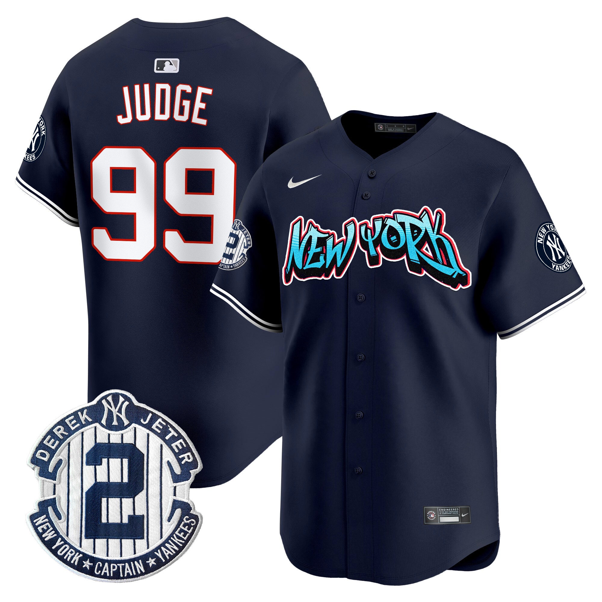 Men's New York Yankees Graffiti Vapor Premier Limited Jersey - All Stitched - Navy, Aaron Judge