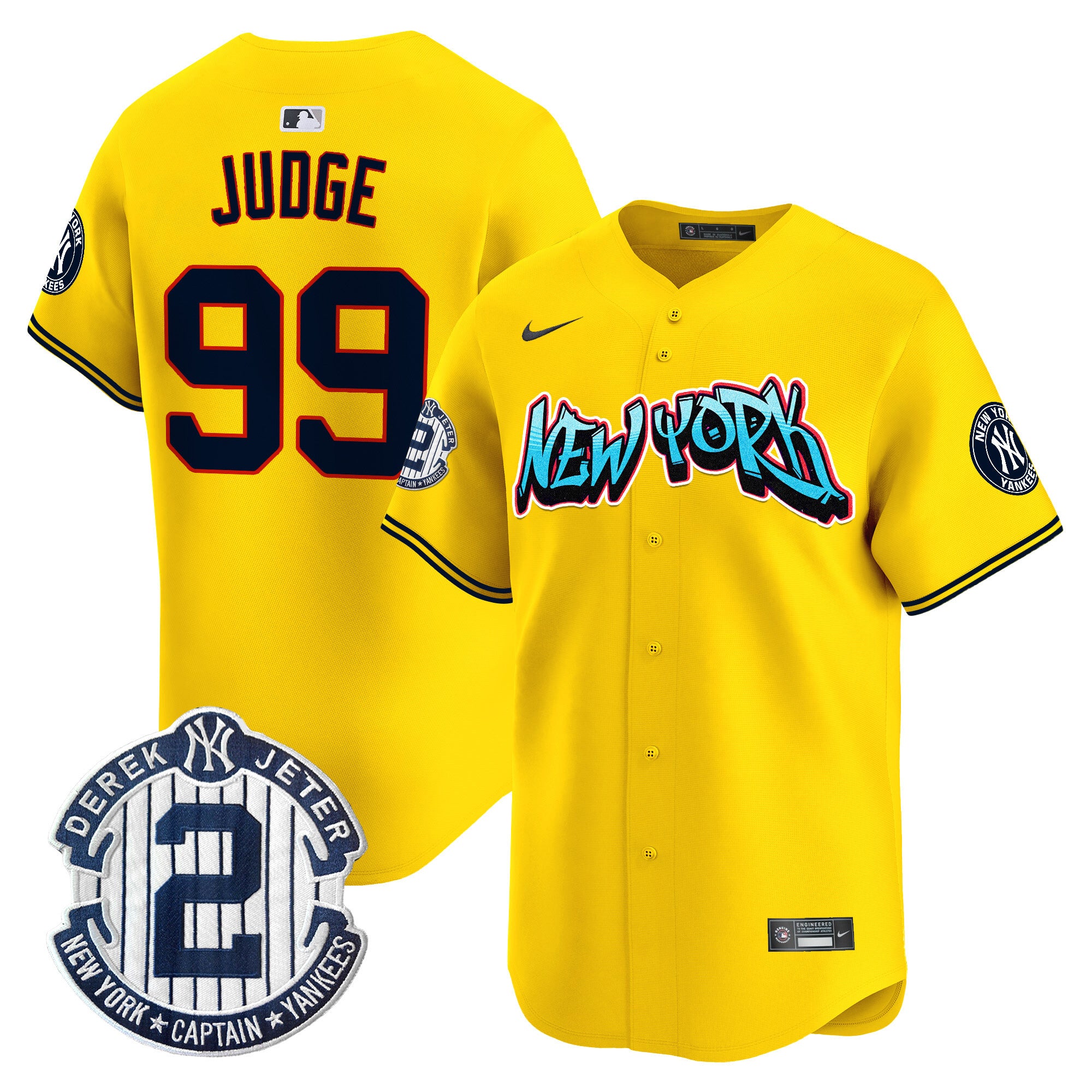 Men's New York Yankees Graffiti Vapor Premier Limited Jersey - All Stitched - Gold, Aaron Judge