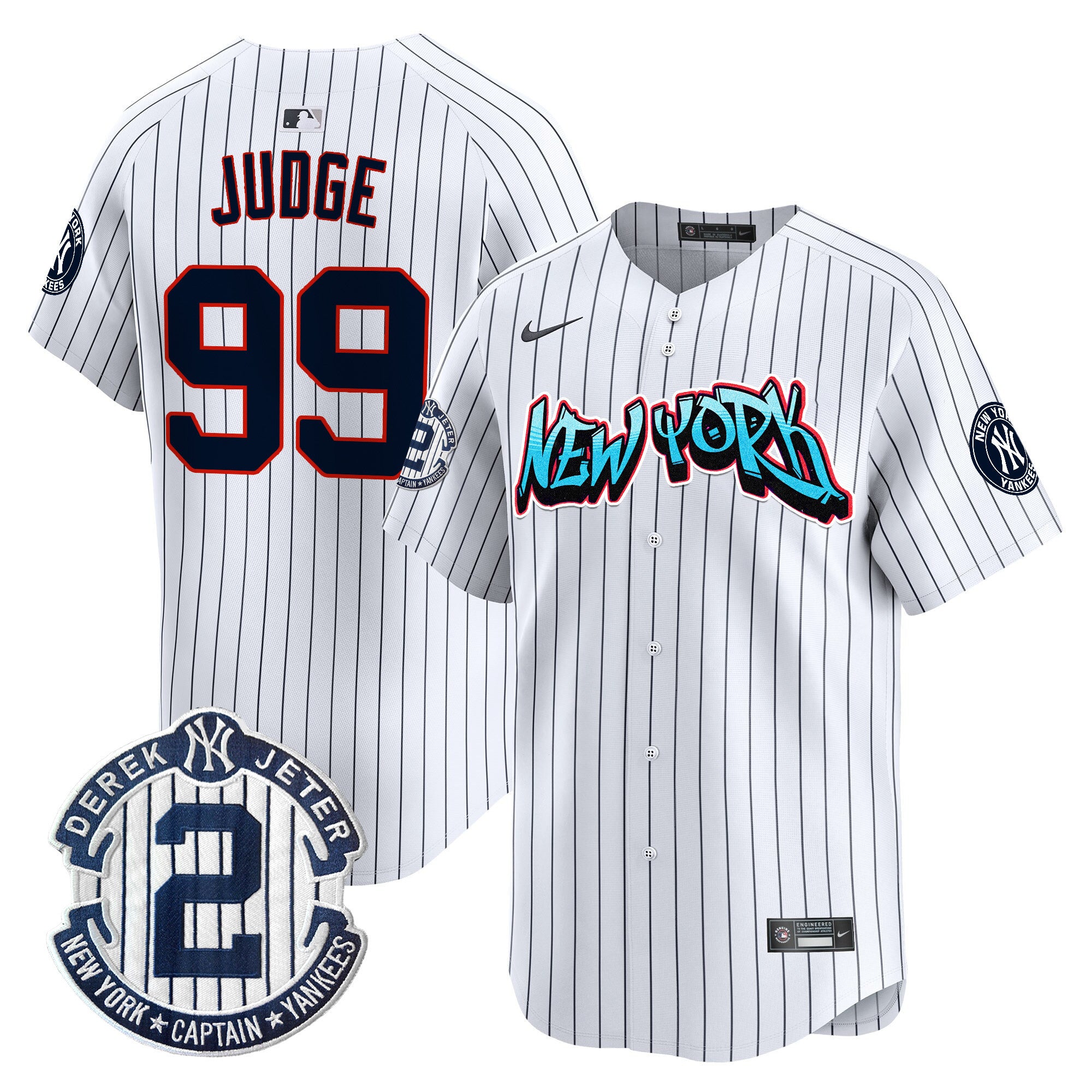 Men's New York Yankees Graffiti Vapor Premier Limited Jersey - All Stitched - Pinstripe, Aaron Judge