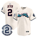 Men's New York Yankees Graffiti Vapor Premier Limited Jersey - All Stitched - Cream, Derek Jeter