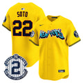 Men's New York Yankees Graffiti Vapor Premier Limited Jersey - All Stitched - Gold, Juan Soto
