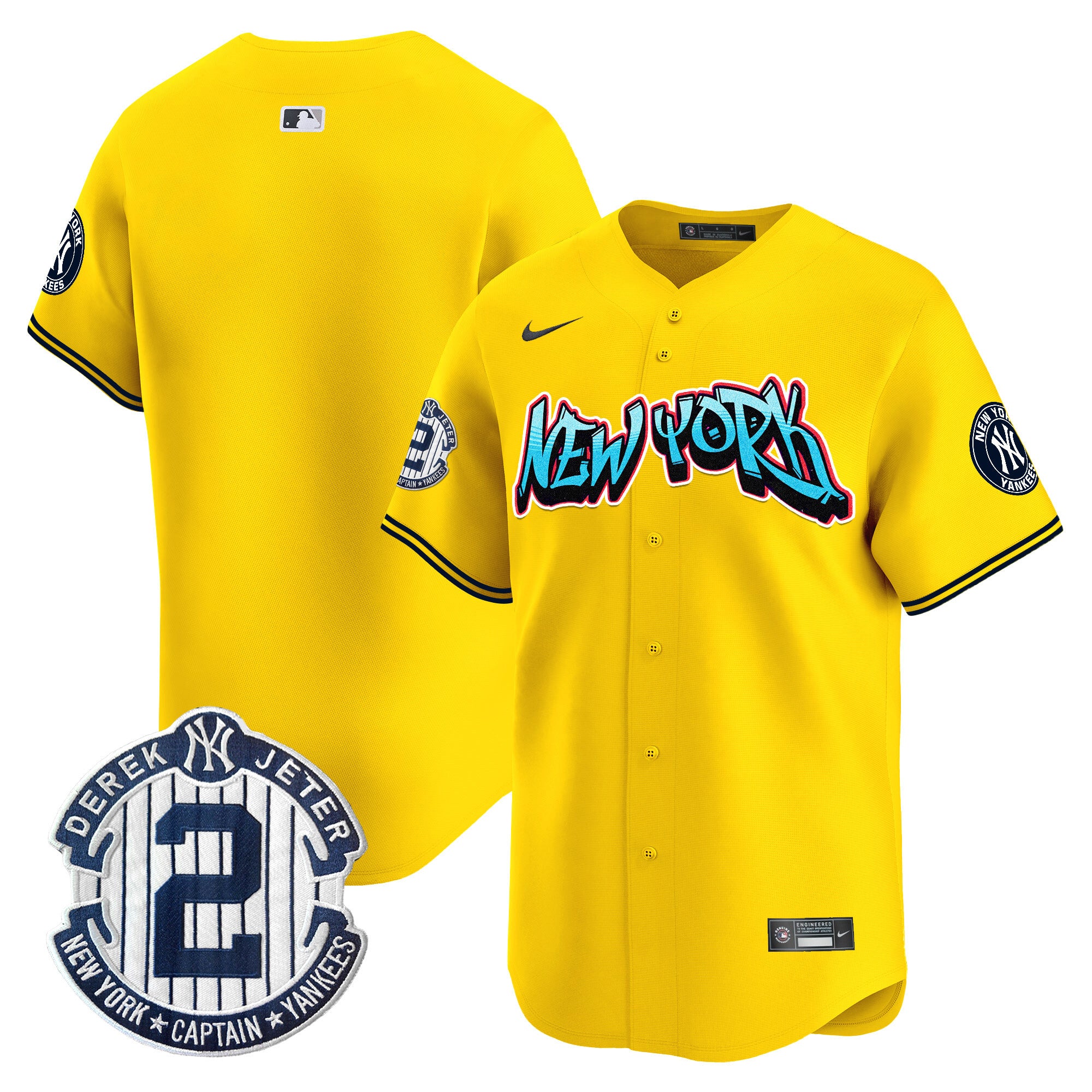 Men's New York Yankees Graffiti Vapor Premier Limited Jersey - All Stitched - Gold, Team