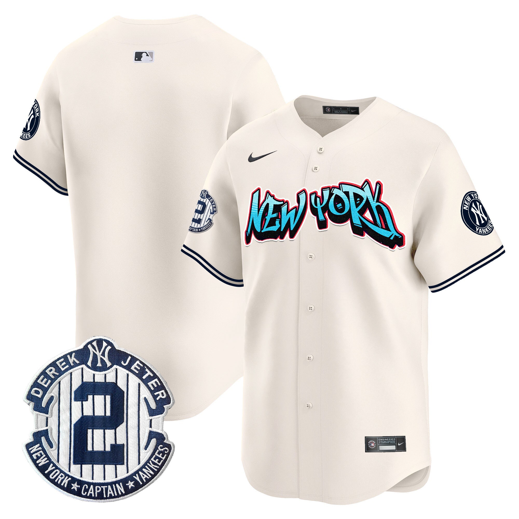 Men's New York Yankees Graffiti Vapor Premier Limited Jersey - All Stitched - Cream, Team
