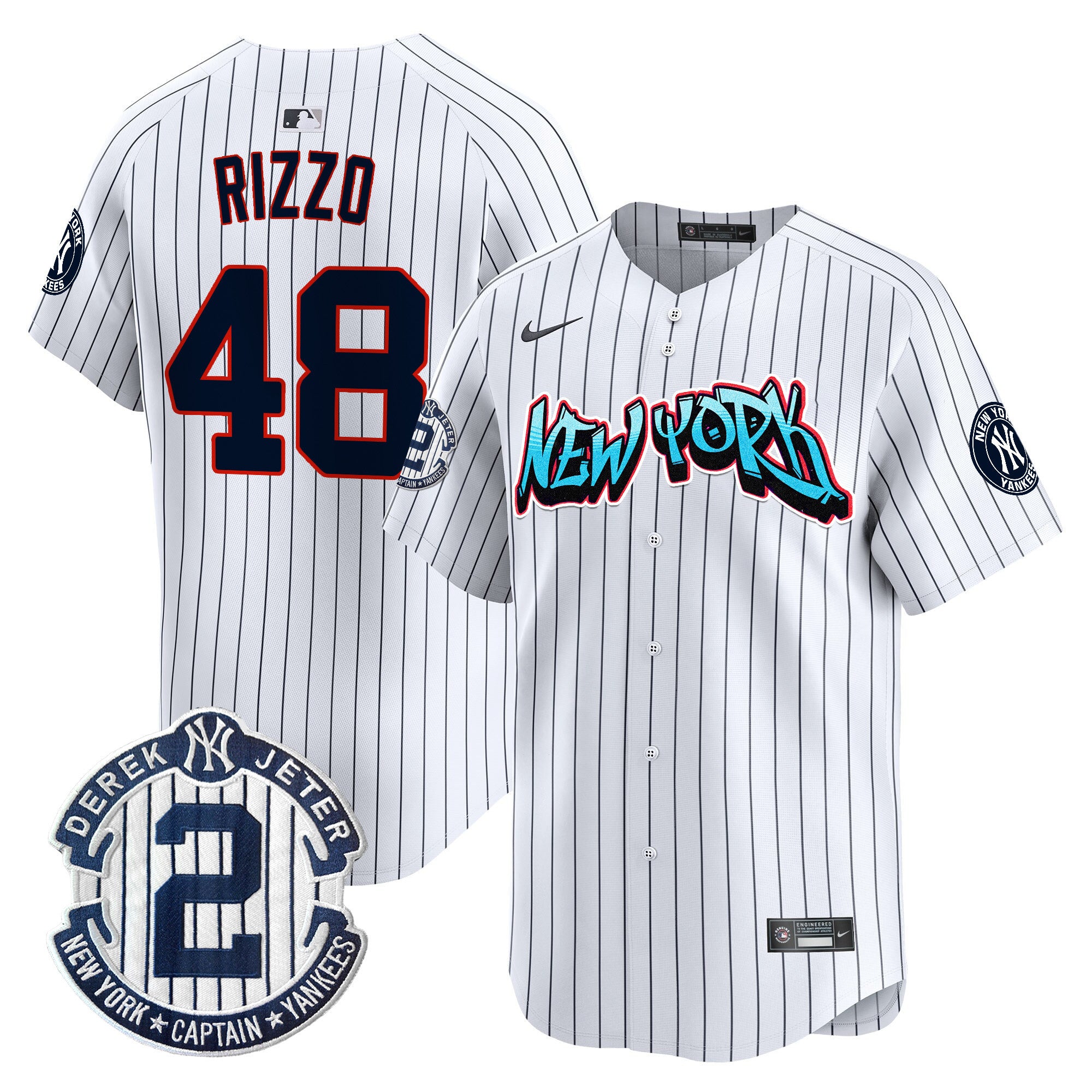 Men's New York Yankees Graffiti Vapor Premier Limited Jersey - All Stitched - Pinstripe, Anthony Rizzo