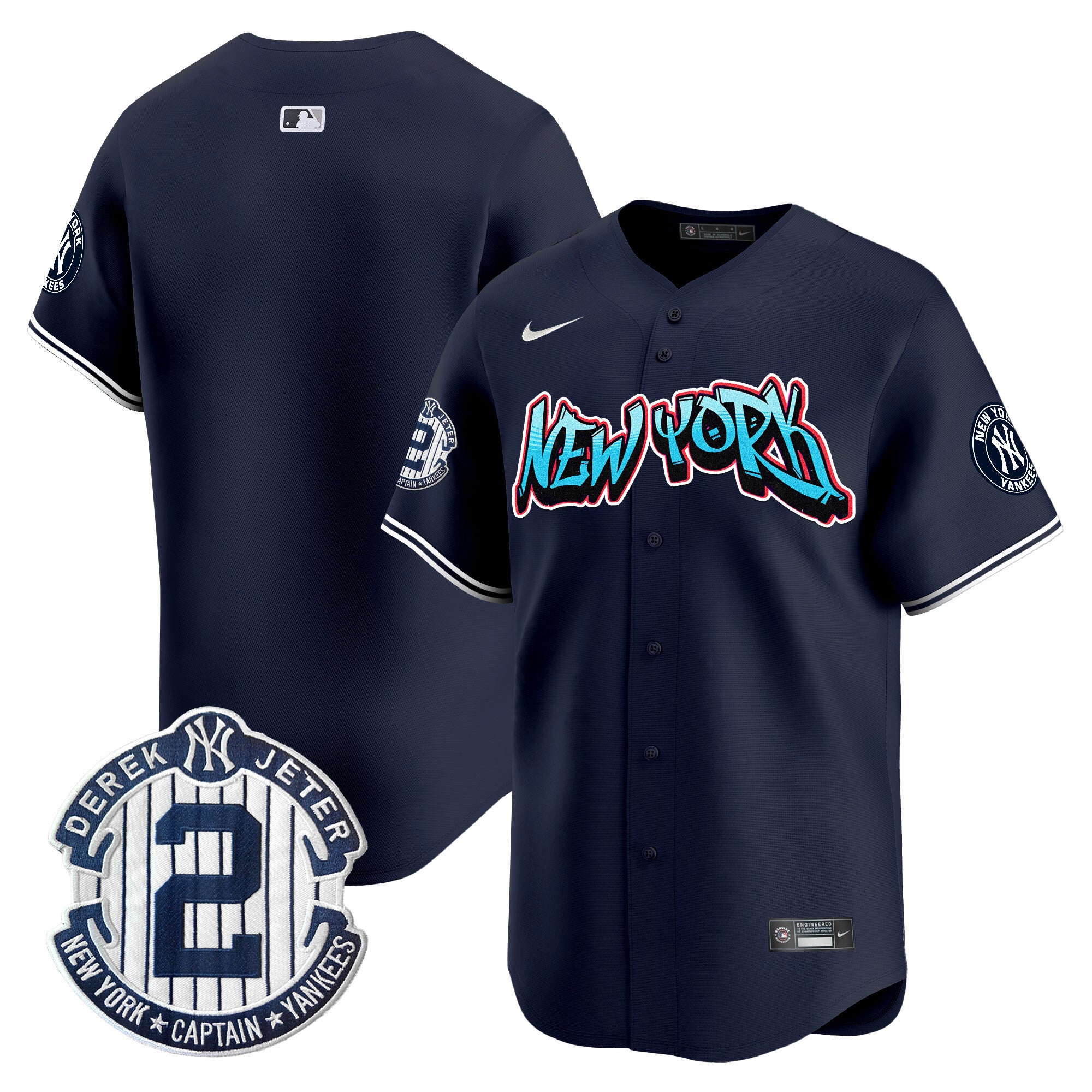 Men's New York Yankees Graffiti Vapor Premier Limited Jersey - All Stitched - Navy, Team