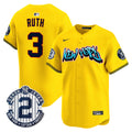 Men's New York Yankees Graffiti Vapor Premier Limited Jersey - All Stitched - Gold, Babe Ruth