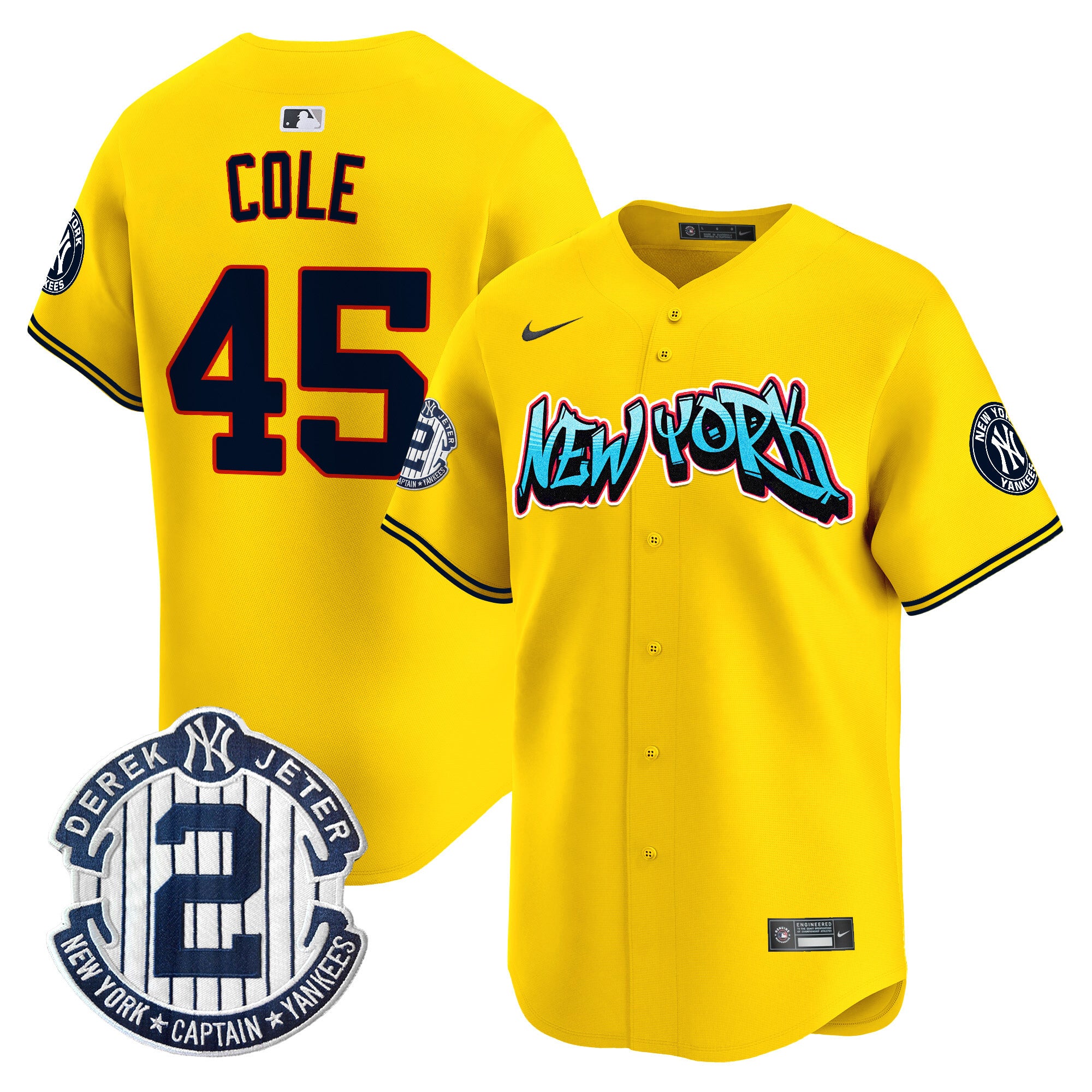 Men's New York Yankees Graffiti Vapor Premier Limited Jersey - All Stitched - Gold, Gerrit Cole