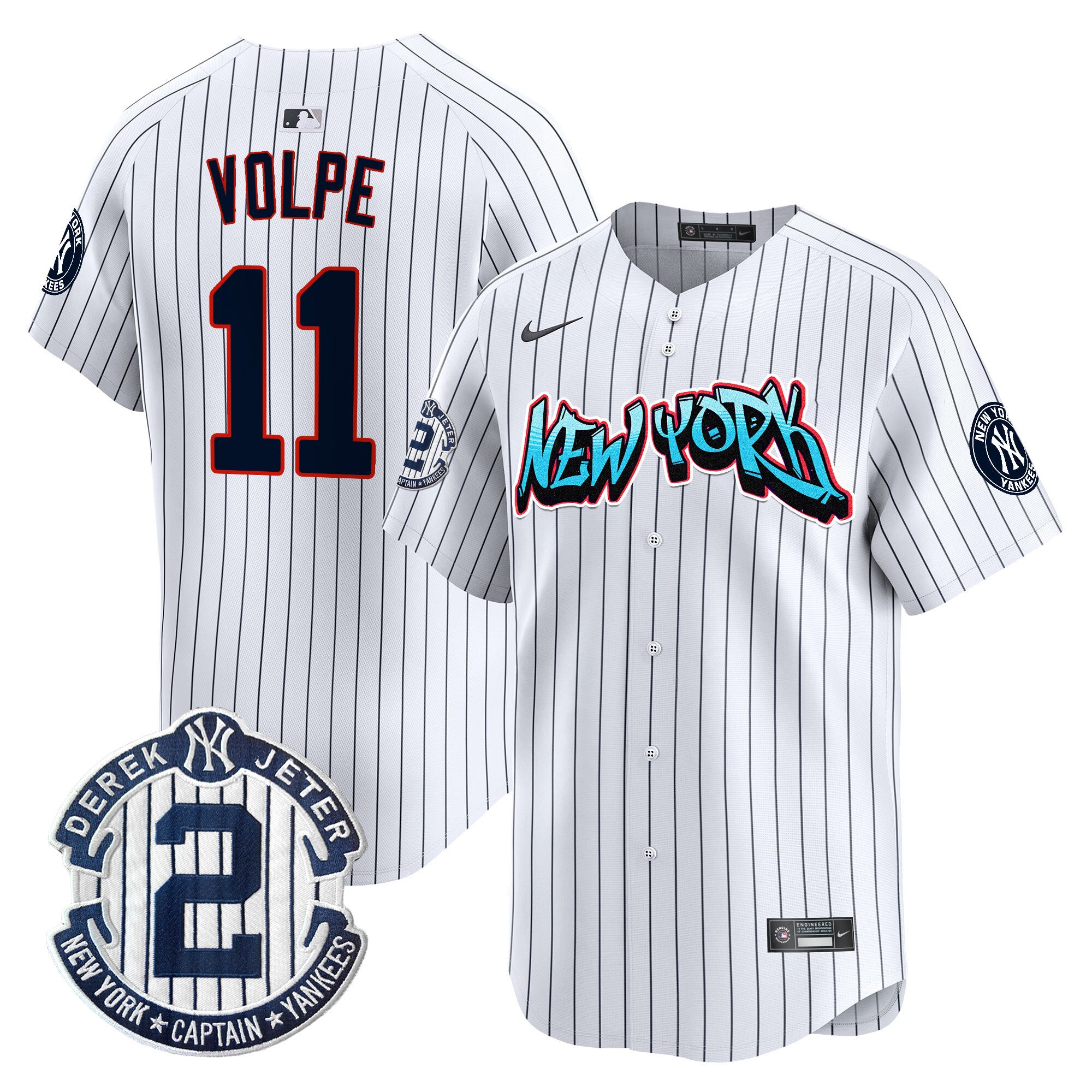 Men's New York Yankees Graffiti Vapor Premier Limited Jersey - All Stitched - Pinstripe, Anthony Volpe