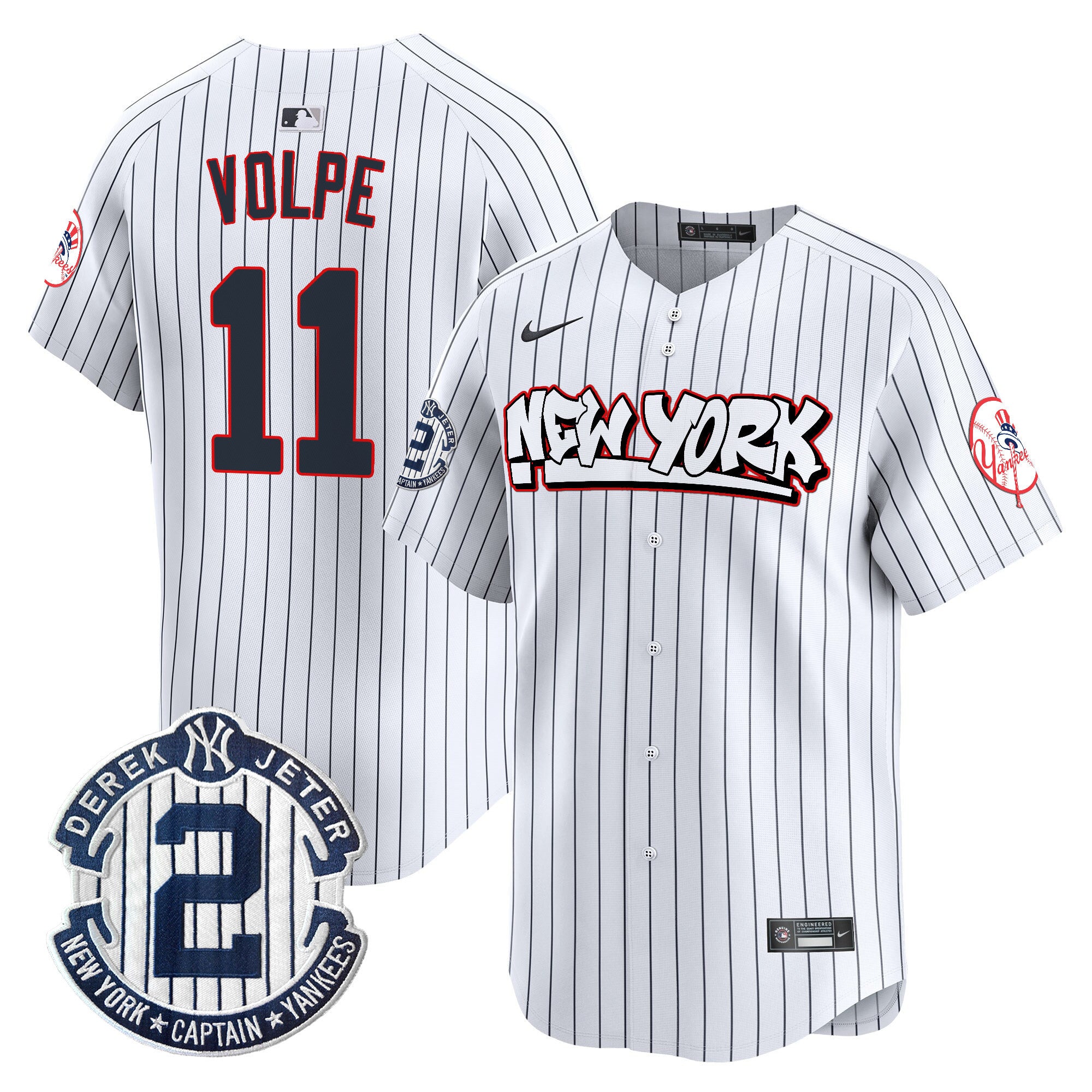 Men's New York Yankees Graffiti Vapor Premier Limited Jersey V2 - All Stitched - Pinstripe, Anthony Volpe