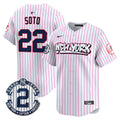 Men's New York Yankees Graffiti Vapor Premier Limited Jersey V2 - All Stitched - Pink Stripe, Juan Soto