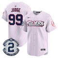 Men's New York Yankees Graffiti Vapor Premier Limited Jersey V2 - All Stitched - Pink Stripe, Aaron Judge