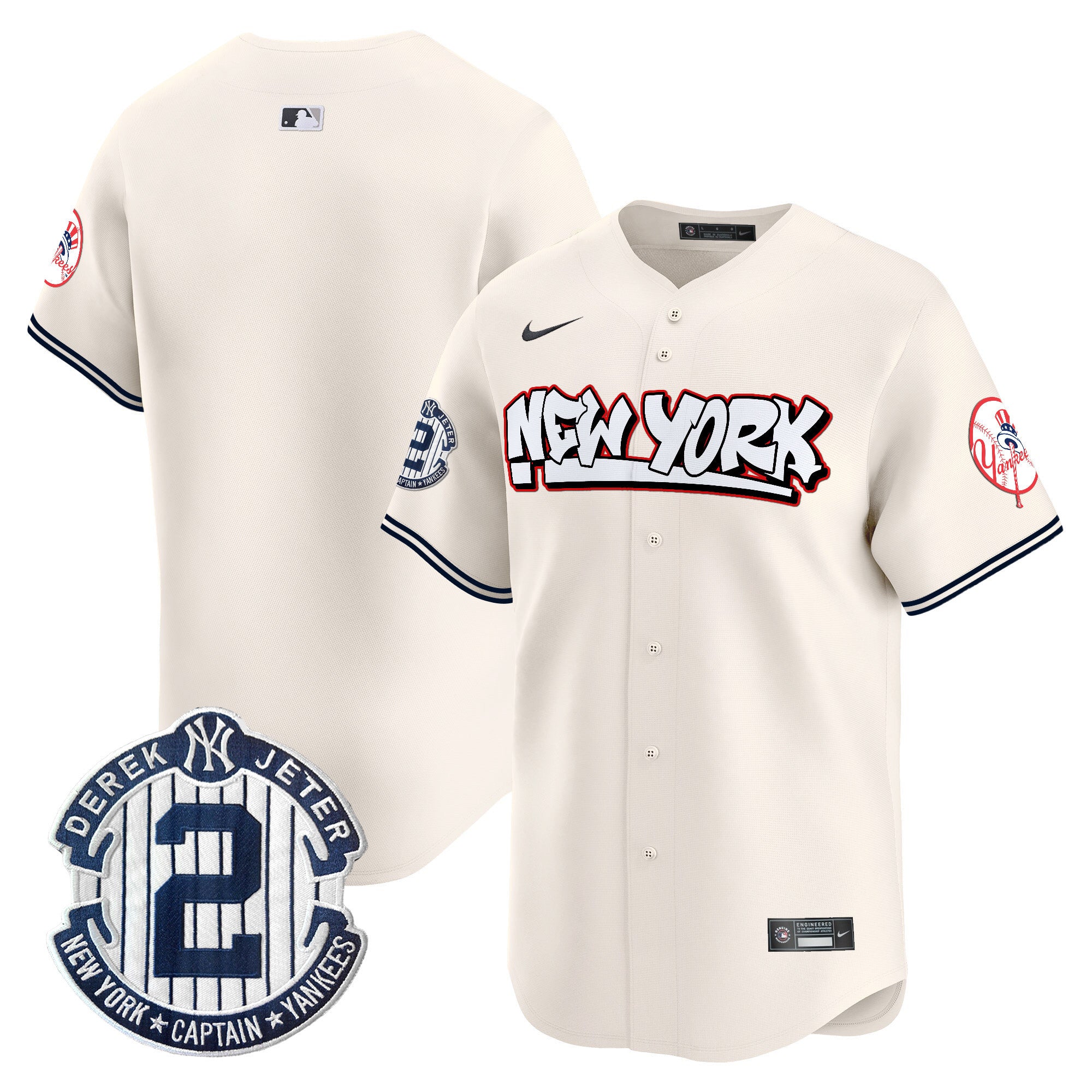 Men's New York Yankees Graffiti Vapor Premier Limited Jersey V2 - All Stitched - Cream, Team