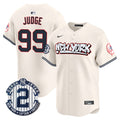 Men's New York Yankees Graffiti Vapor Premier Limited Jersey V2 - All Stitched - Cream, Aaron Judge