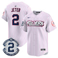 Men's New York Yankees Graffiti Vapor Premier Limited Jersey V2 - All Stitched - Pink Stripe, Derek Jeter