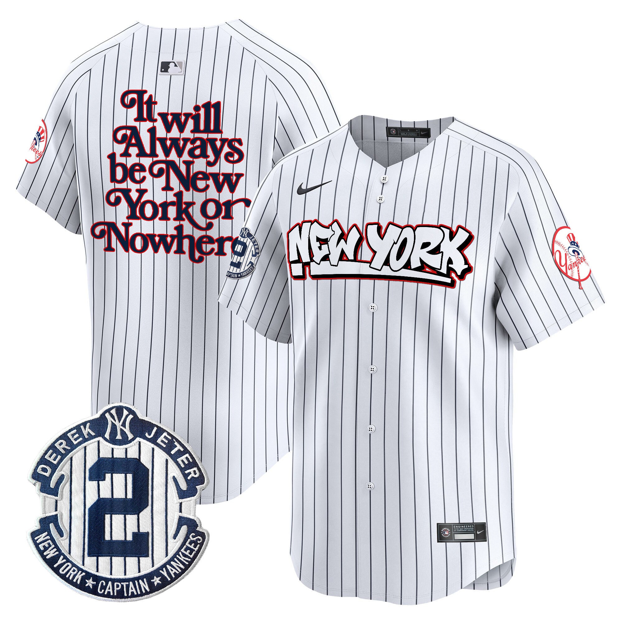 Men's New York Yankees Graffiti Vapor Premier Limited Jersey V2 - All Stitched - Pinstripe, NYON