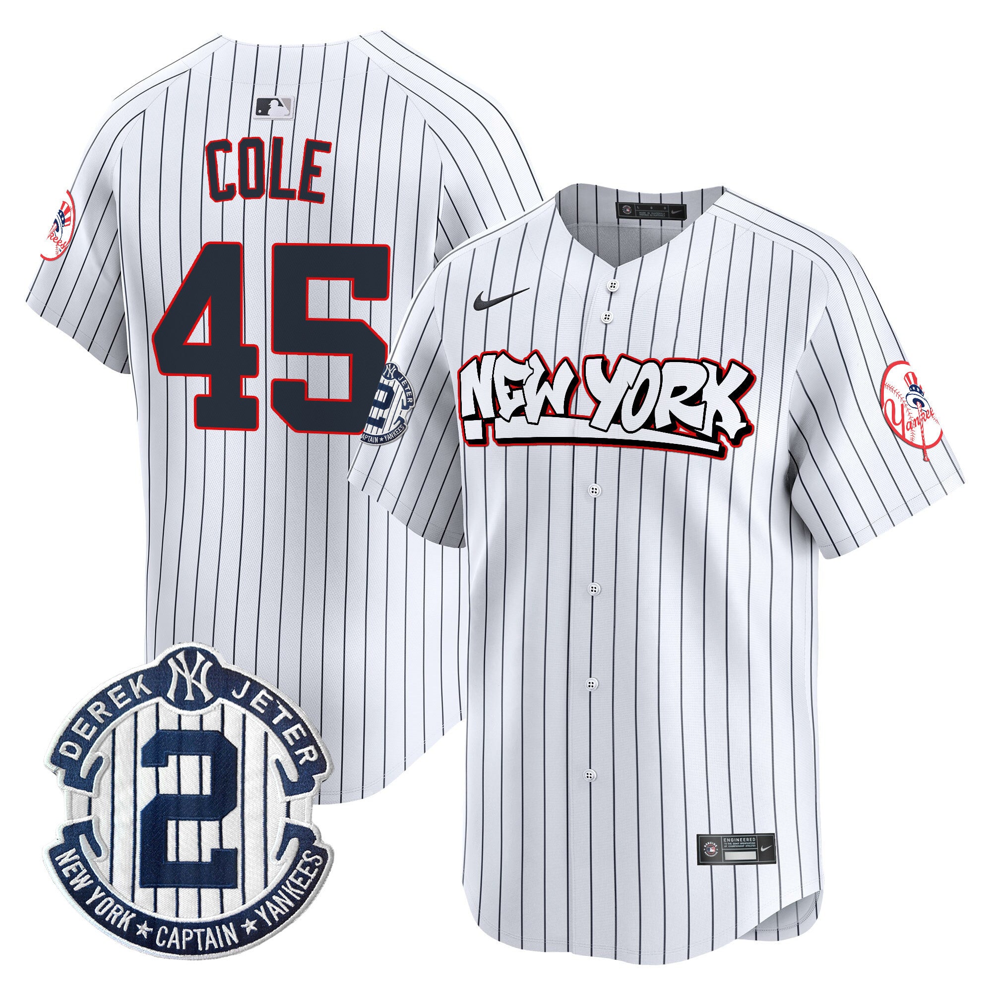 Men's New York Yankees Graffiti Vapor Premier Limited Jersey V2 - All Stitched - Pinstripe, Gerrit Cole