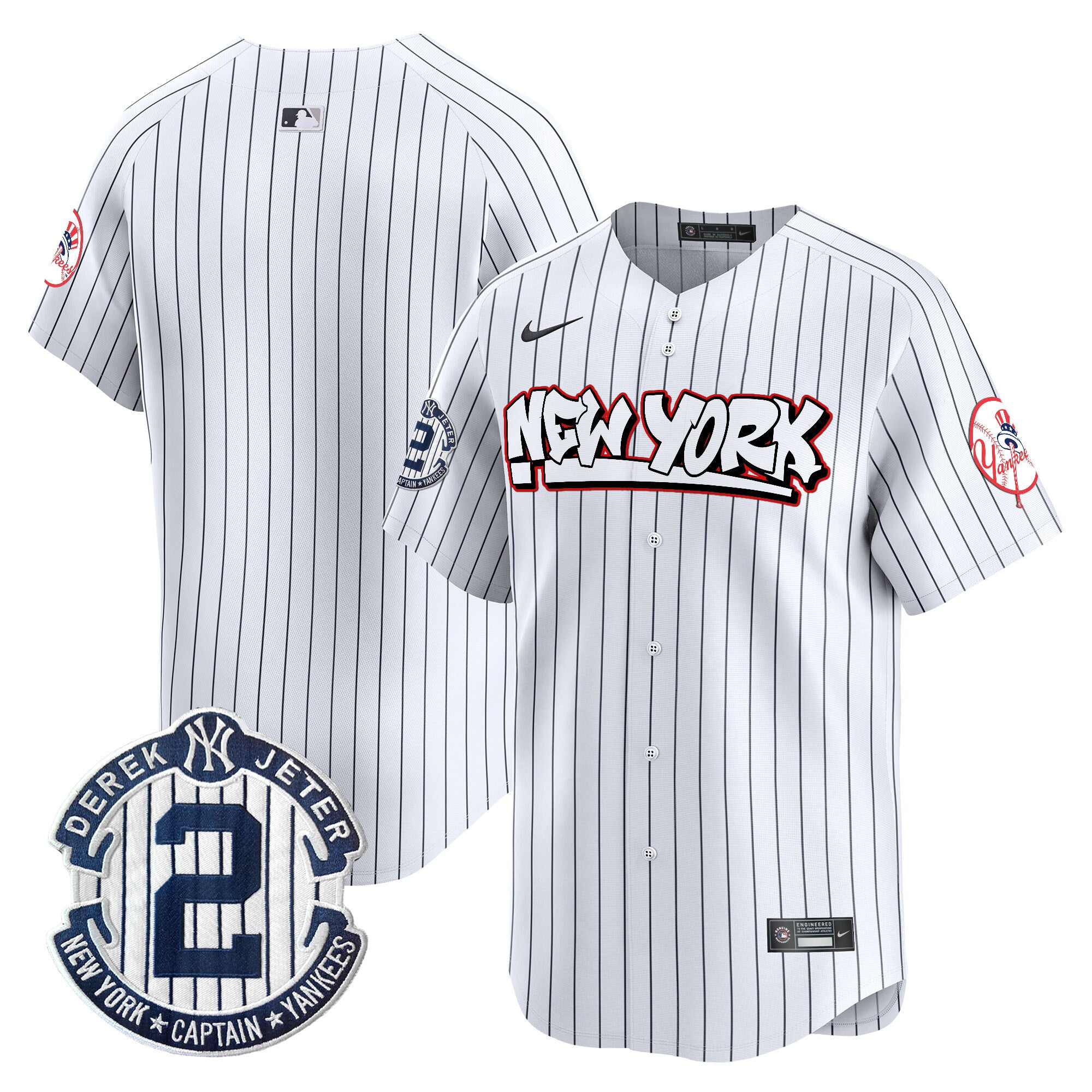 Men's New York Yankees Graffiti Vapor Premier Limited Jersey V2 - All Stitched - Pinstripe, Team