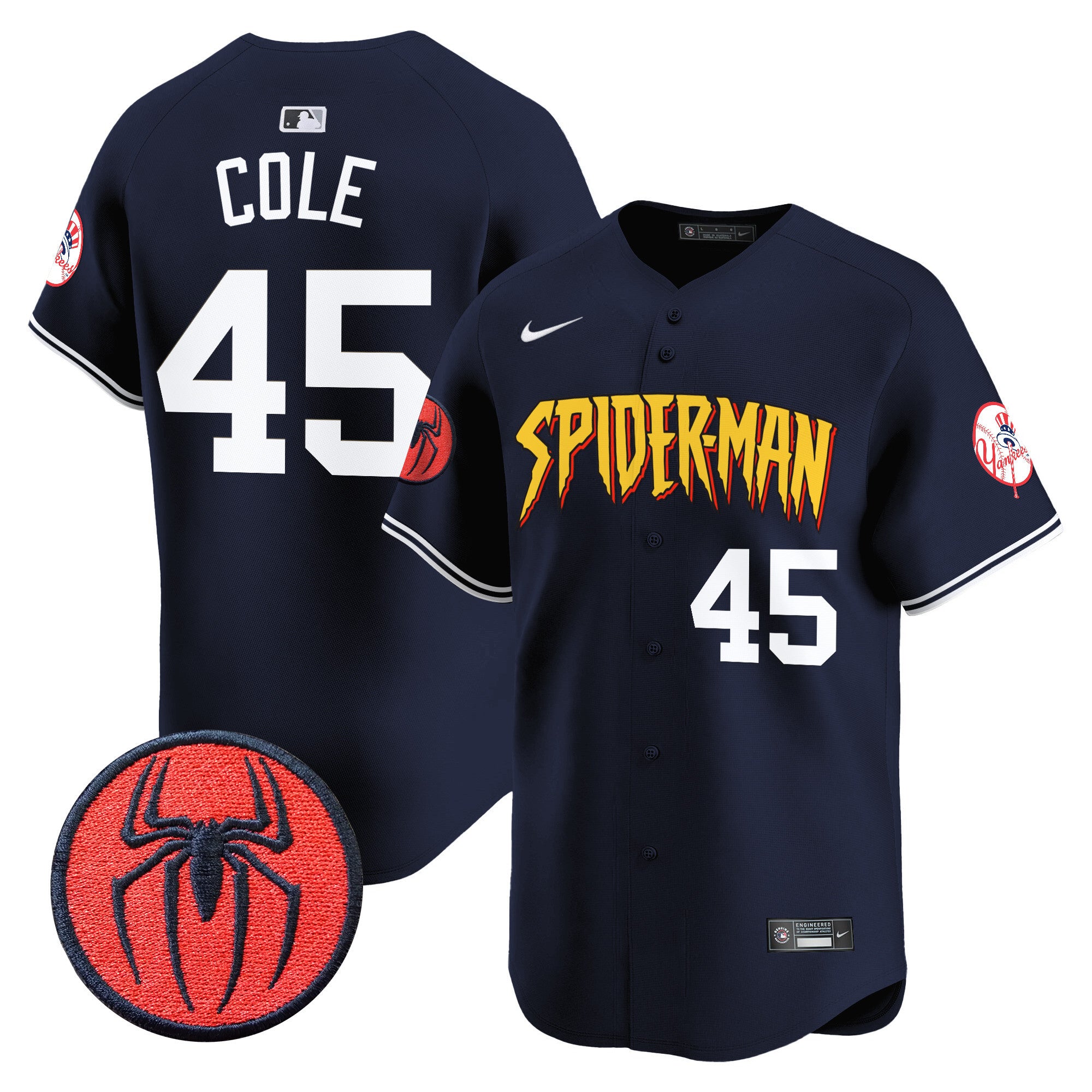 Men's New York Yankees Spider-Man Vapor Premier Limited Jersey - All Stitched - Alternate, Gerrit Cole