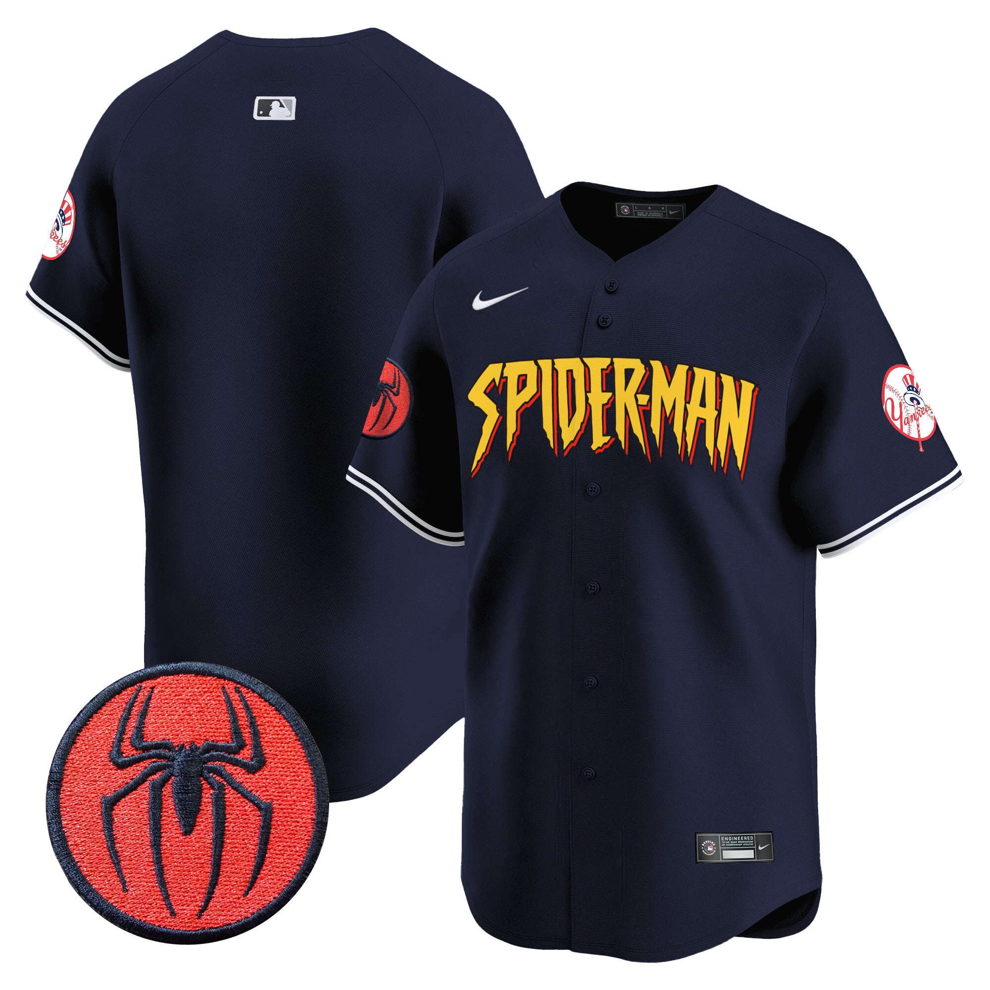Men's New York Yankees Spider-Man Vapor Premier Limited Jersey - All Stitched - Alternate, Team