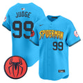 Men's New York Yankees Spider-Man Vapor Premier Limited Jersey - All Stitched - Light Blue, Aaron Judge