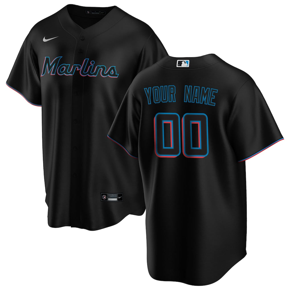 Miami Marlins Nike Alternate Custom Jersey - Black