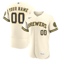 Milwaukee Brewers Nike Home Custom Jersey - Cream