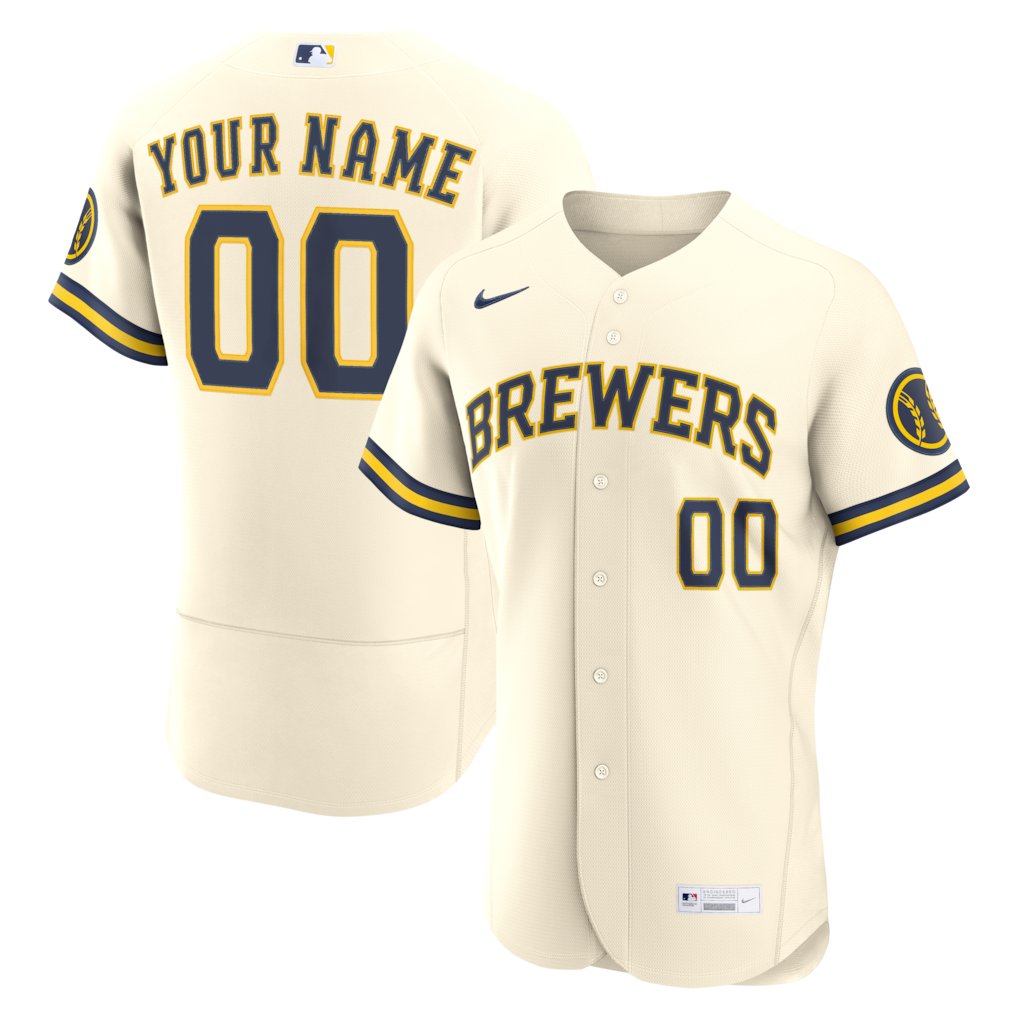 Milwaukee Brewers Nike Home Custom Jersey - Cream