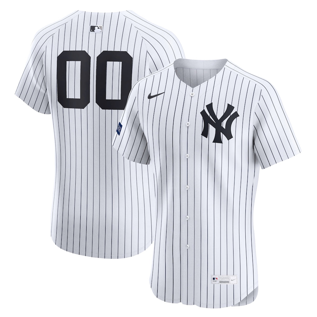 New York Yankees Nike Home Elite Sponsor Patch Custom Jersey - White