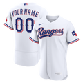 Texas Rangers Nike Home Custom Jersey - White