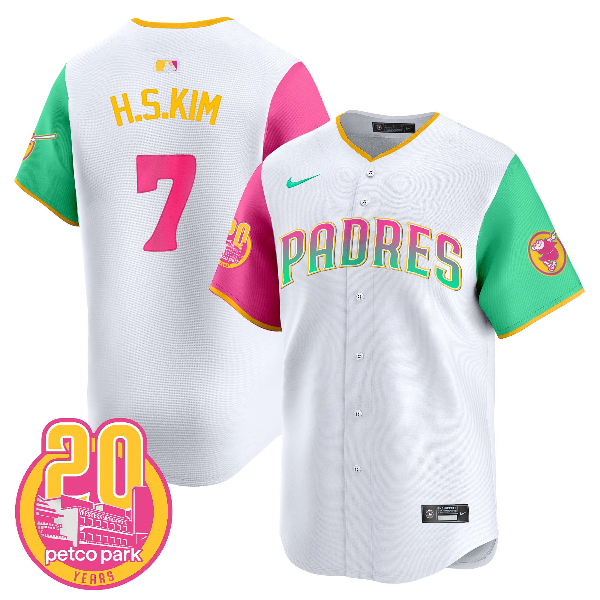 Men's Padres 2024 San Diego City Style Vapor Premier Limited Jersey - All Stitched - Color Sleeves, Ha-Seong Kim