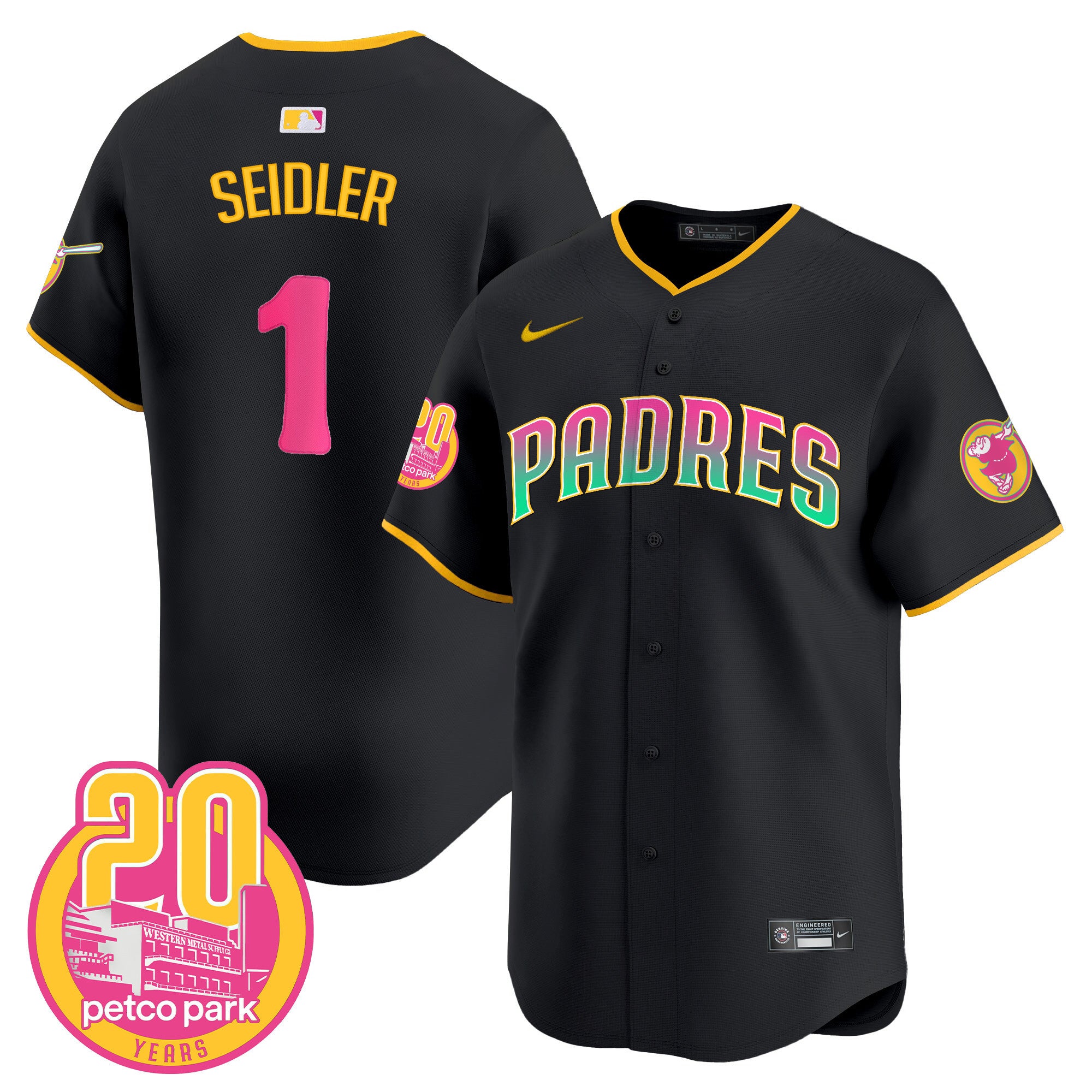 Men's Padres 2024 San Diego City Style Vapor Premier Limited Jersey - All Stitched - Black, Peter Seidler