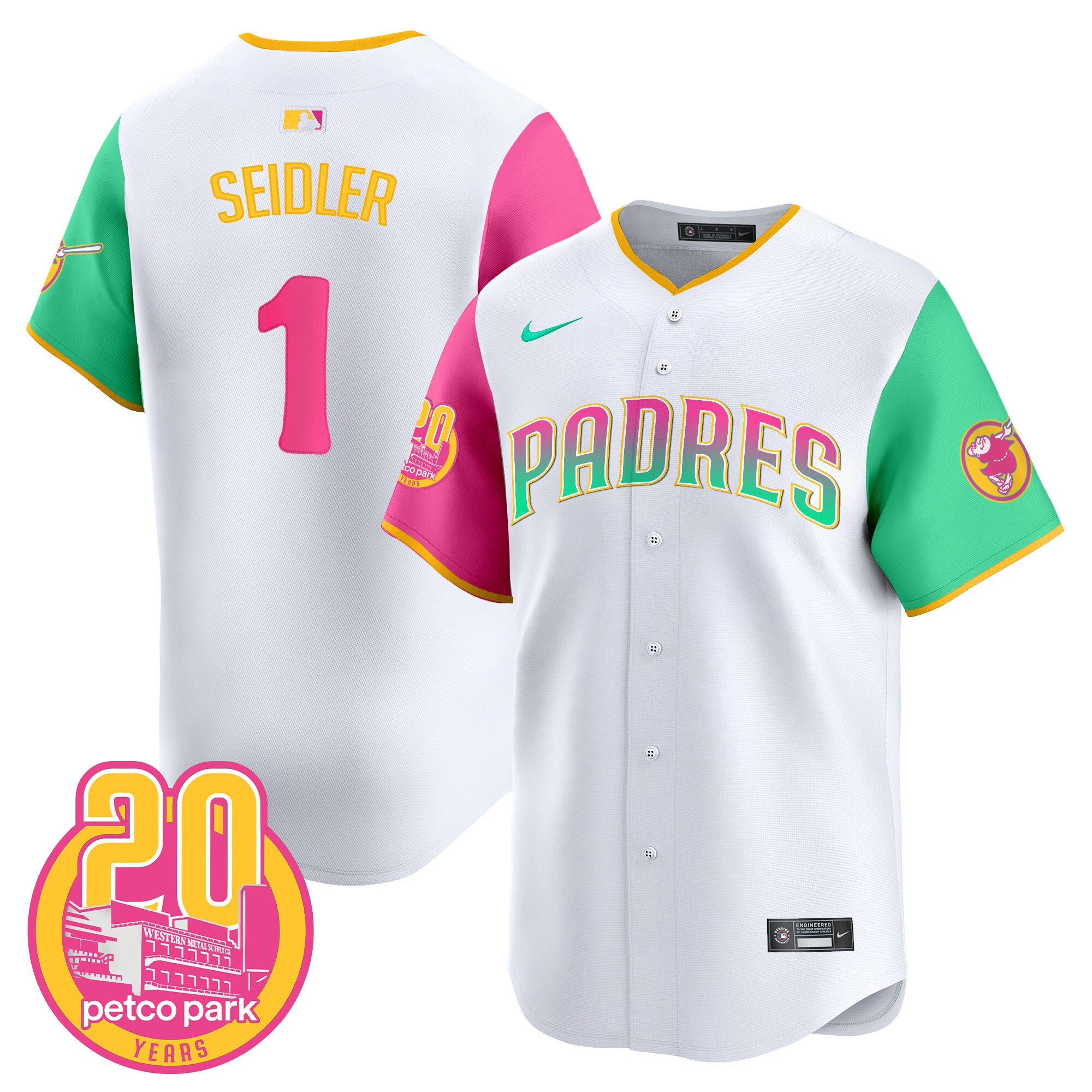Men's Padres 2024 San Diego City Style Vapor Premier Limited Jersey - All Stitched - Color Sleeves, Peter Seidler