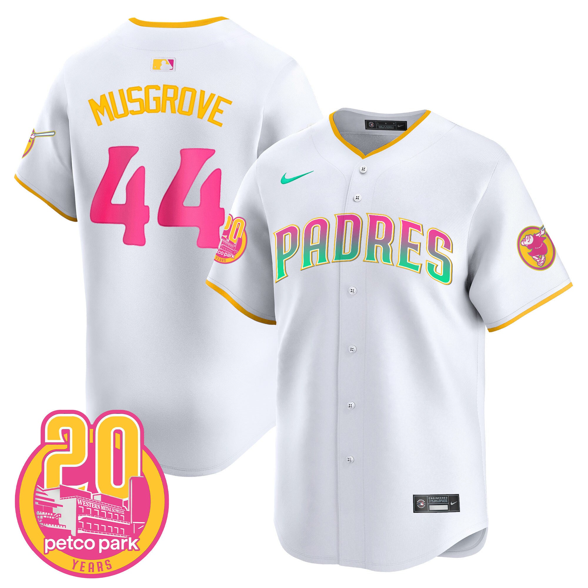 Men's Padres 2024 San Diego City Style Vapor Premier Limited Jersey - All Stitched - White, Joe Musgrove