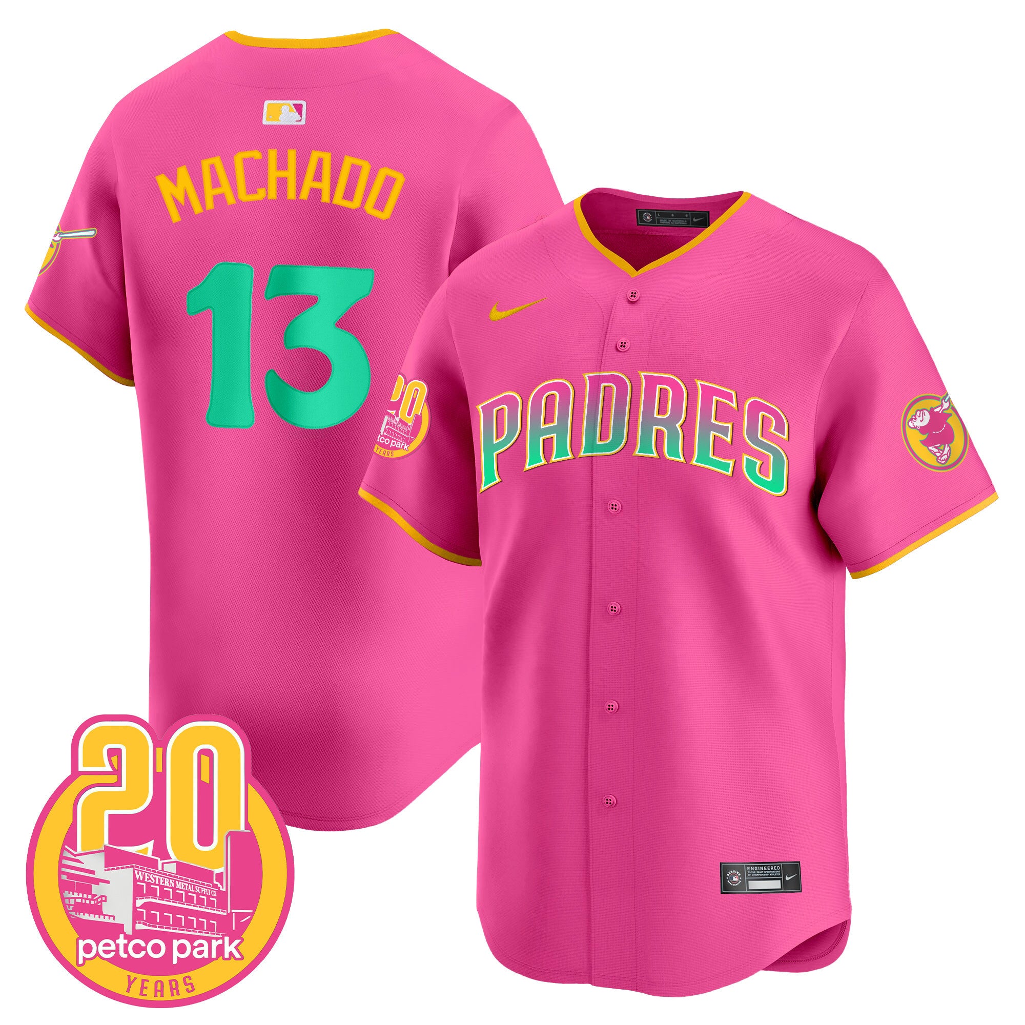 Men's Padres 2024 San Diego City Style Vapor Premier Limited Jersey - All Stitched - Pink, Manny Machado