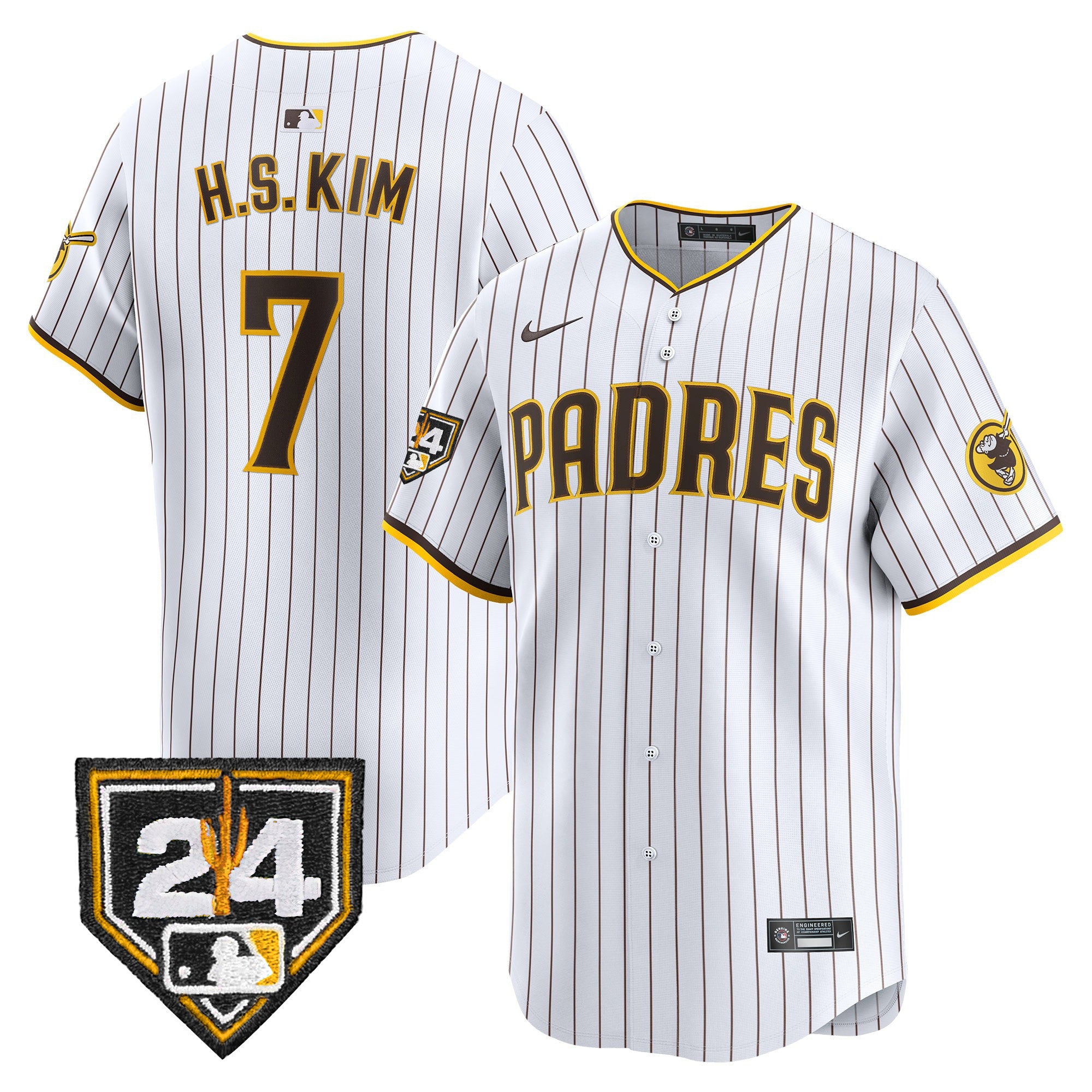 Men's Padres 2024 Spring Training Patch Vapor Premier Limited Jersey - All Stitched - White, Ha-Seong Kim