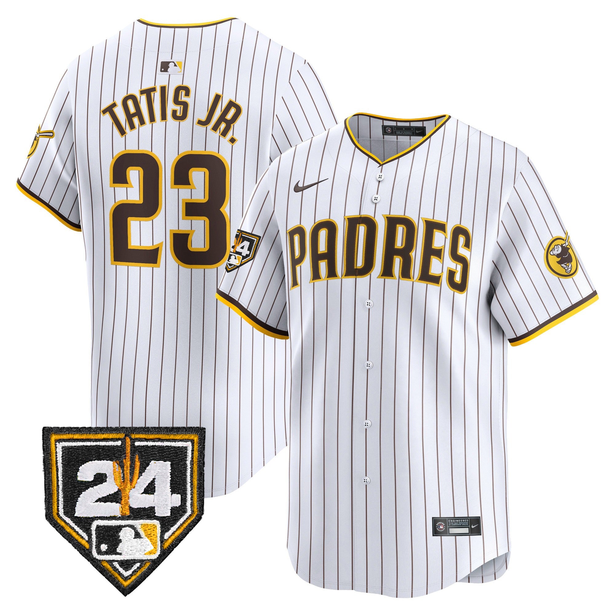 Men's Padres 2024 Spring Training Patch Vapor Premier Limited Jersey - All Stitched - White, Fernando Tatis Jr.
