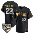Men's Padres 2024 Spring Training Patch Vapor Premier Limited Jersey - All Stitched - Black Gold, Fernando Tatis Jr.