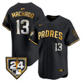 Men's Padres 2024 Spring Training Patch Vapor Premier Limited Jersey - All Stitched - Black Gold, Manny Machado