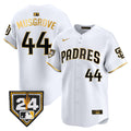 Men's Padres 2024 Spring Training Patch Vapor Premier Limited Jersey - All Stitched - White Gold, Joe Musgrove
