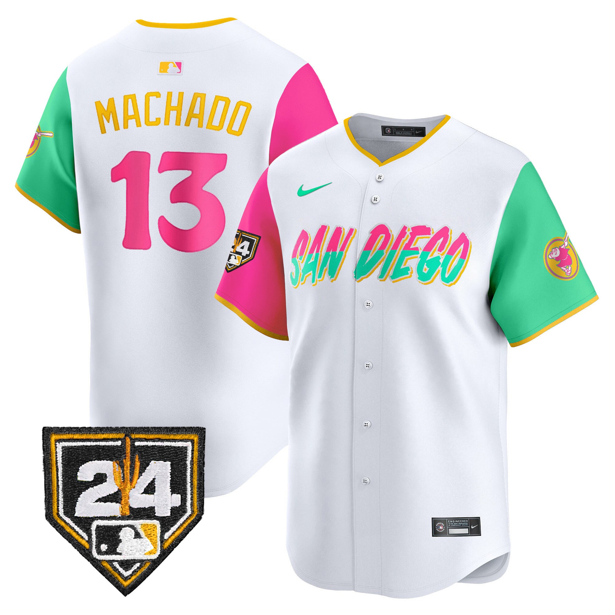 Men's Padres 2024 Spring Training Patch Vapor Premier Limited Jersey - All Stitched - City Connect, Manny Machado