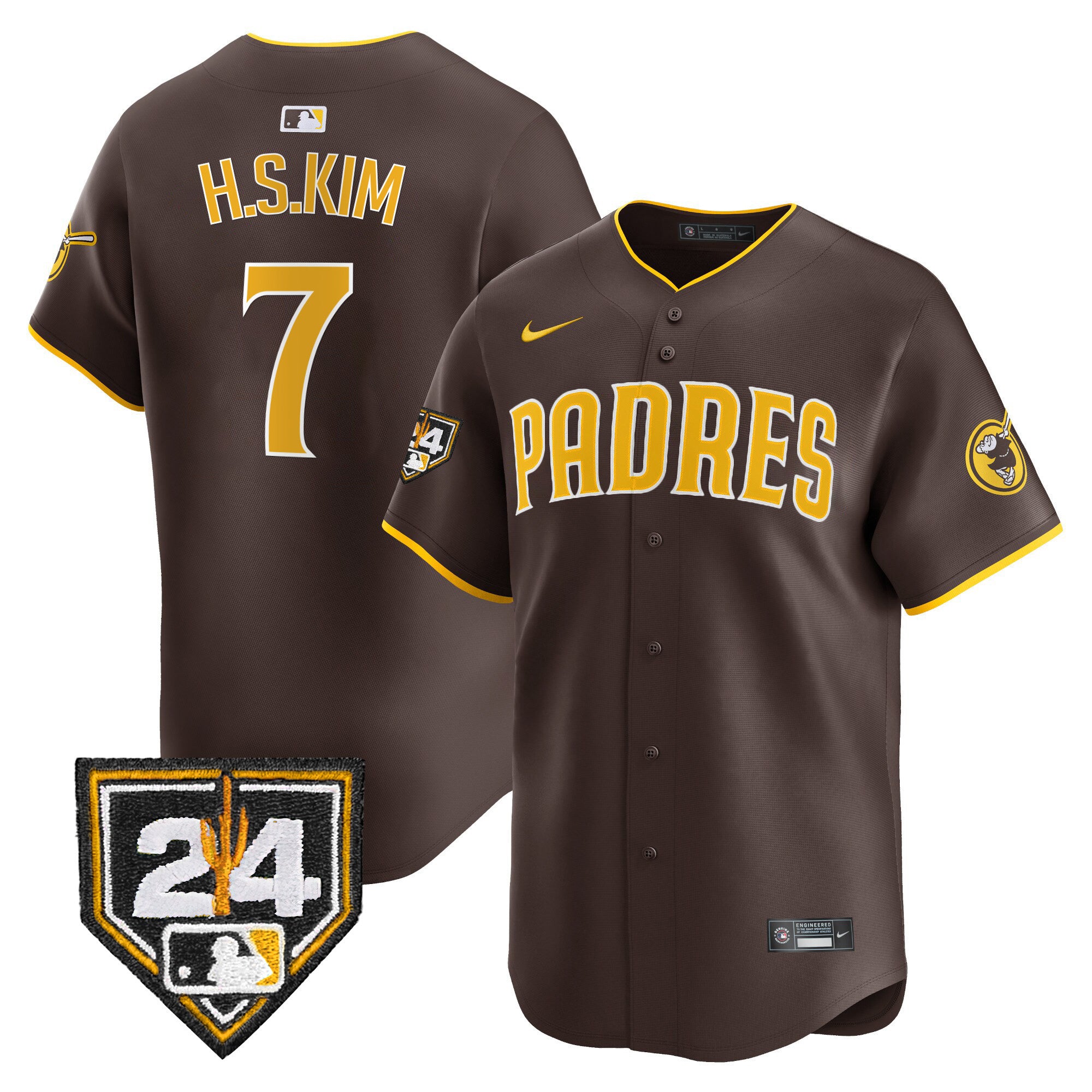 Men's Padres 2024 Spring Training Patch Vapor Premier Limited Jersey - All Stitched - Brown, Ha-Seong Kim