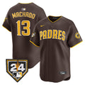 Men's Padres 2024 Spring Training Patch Vapor Premier Limited Jersey - All Stitched - Brown, Manny Machado